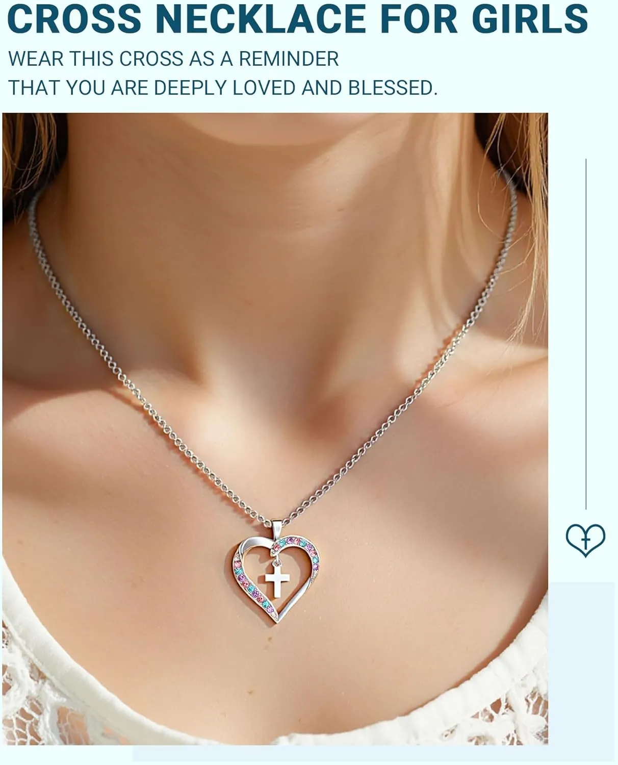 Cross Necklace Baptism First Communion Christening Religious Christian Easter Confirmation Gifts for Girls
