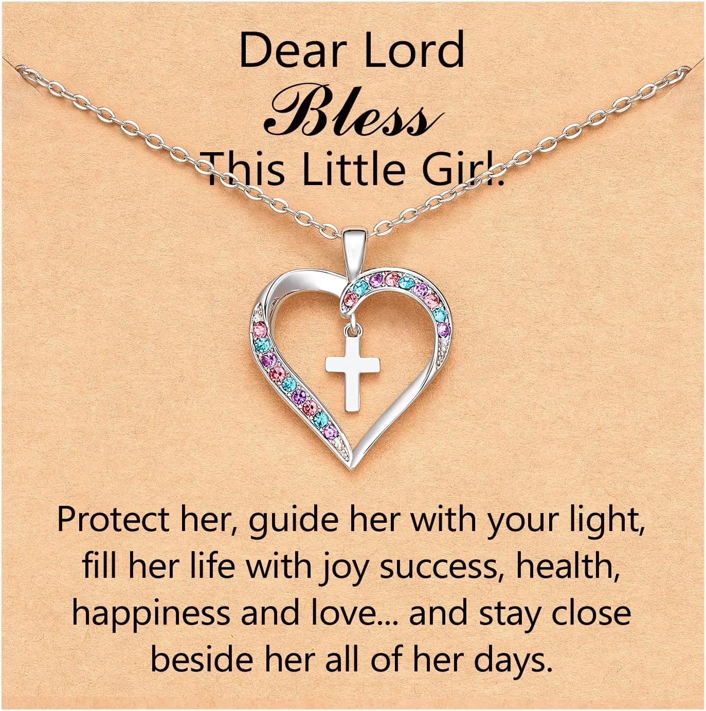 Cross Necklace Baptism First Communion Christening Religious Christian Easter Confirmation Gifts for Girls