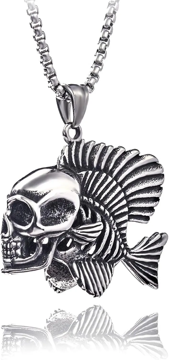 Cross Necklace for Men Stainless Steel Religious Retro Nail Cross Pendant Necklace, 24 Inch Rolo Chain