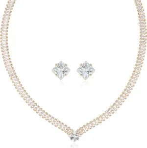 Cubic Zirconia NecklaceEarrings Jewelry Set, AAAAA Grade,for Bridal Wedding Prom Jewelry Accessories for Women.