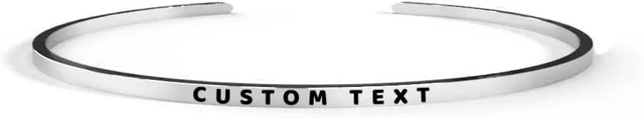 Cuff Bracelet Stainless Steel Personalized Inspirational Jewelry 3mm Wide Engraved Present for Women