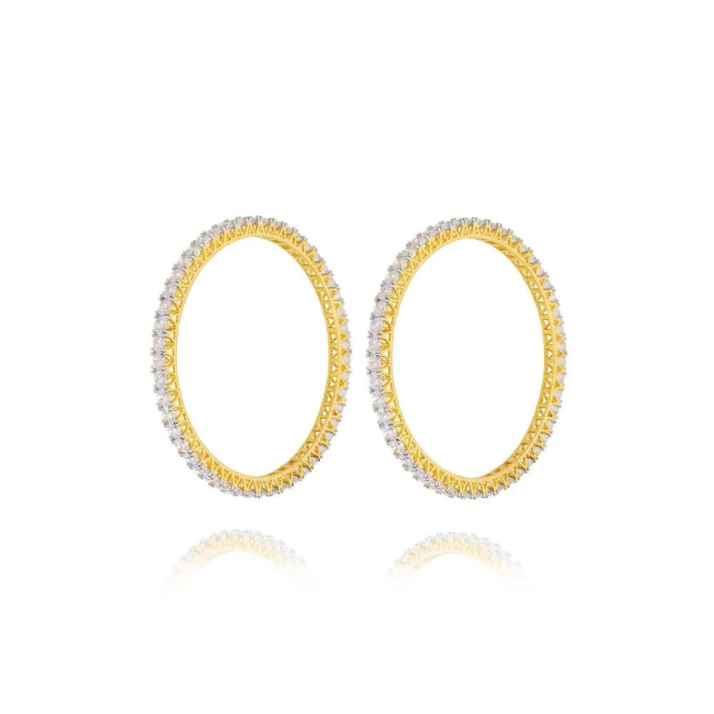 Curio Cottage Solitaire Cubic Zirconia Diamante Gold Plated Bangles