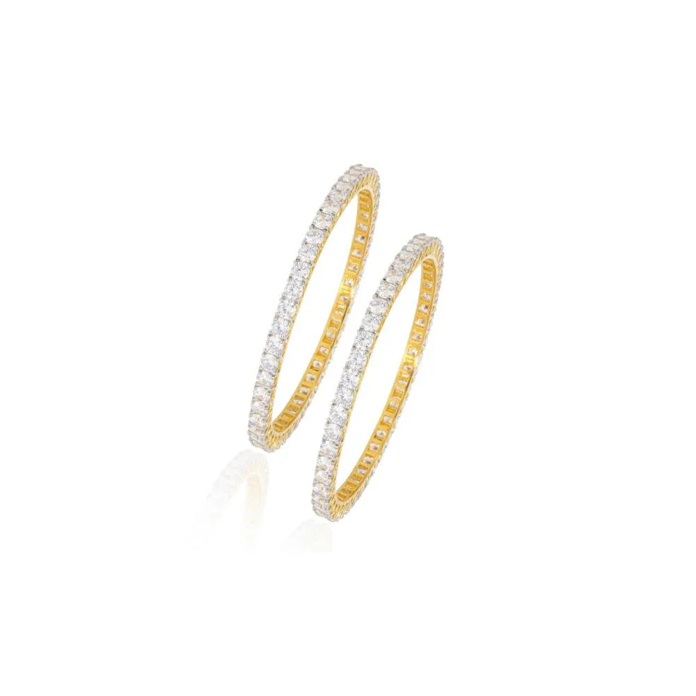 Curio Cottage Solitaire Cubic Zirconia Diamante Gold Plated Bangles
