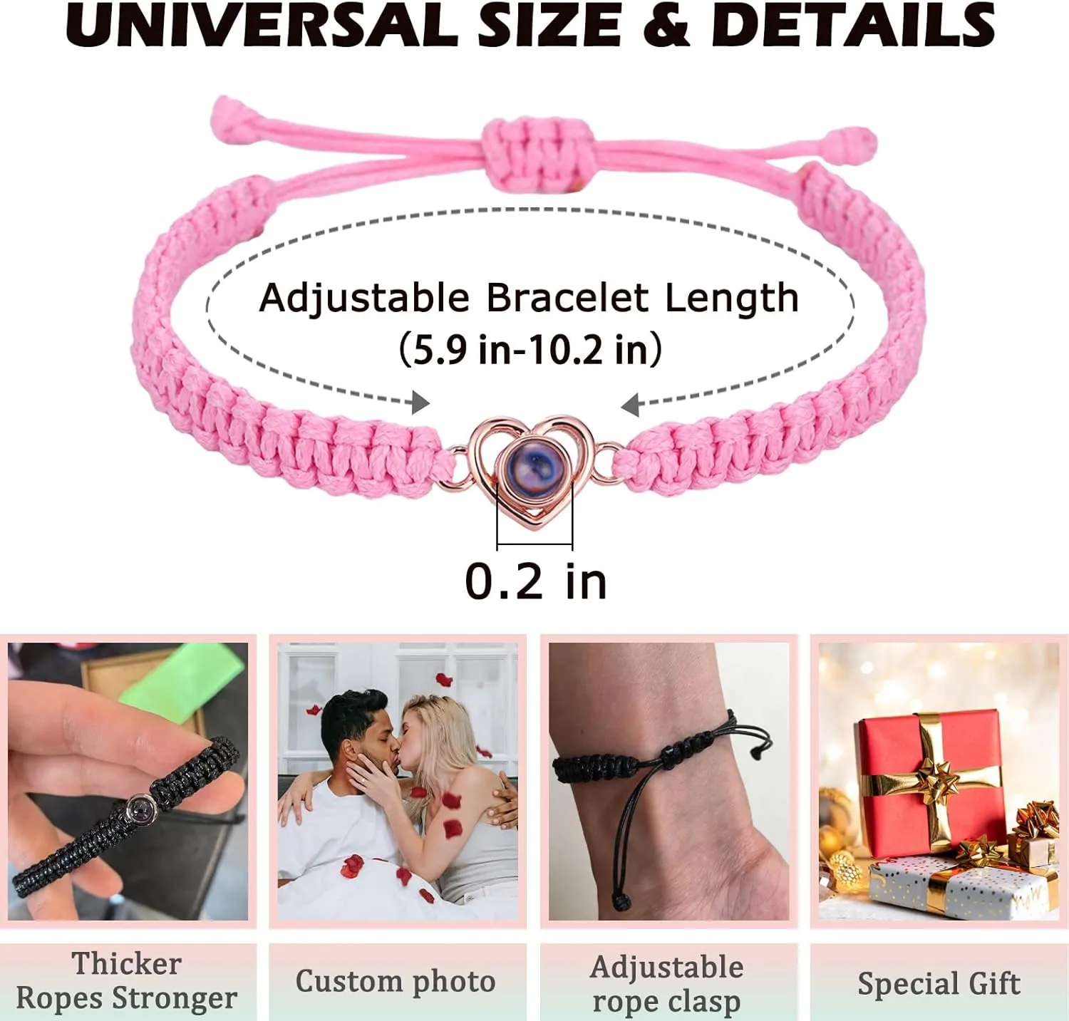 Custom Bracelets with Photos, Projection Bracelet with Picture inside, Picture Bracelet Personalized Photo, Anniversary Memorial Gifts for Women/Men/Couple/Family/Friend/Dog/Cat