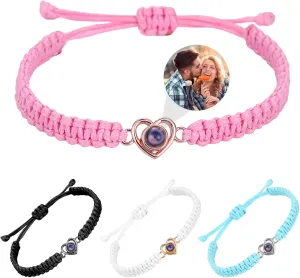 Custom Bracelets with Photos, Projection Bracelet with Picture inside, Picture Bracelet Personalized Photo, Anniversary Memorial Gifts for Women/Men/Couple/Family/Friend/Dog/Cat