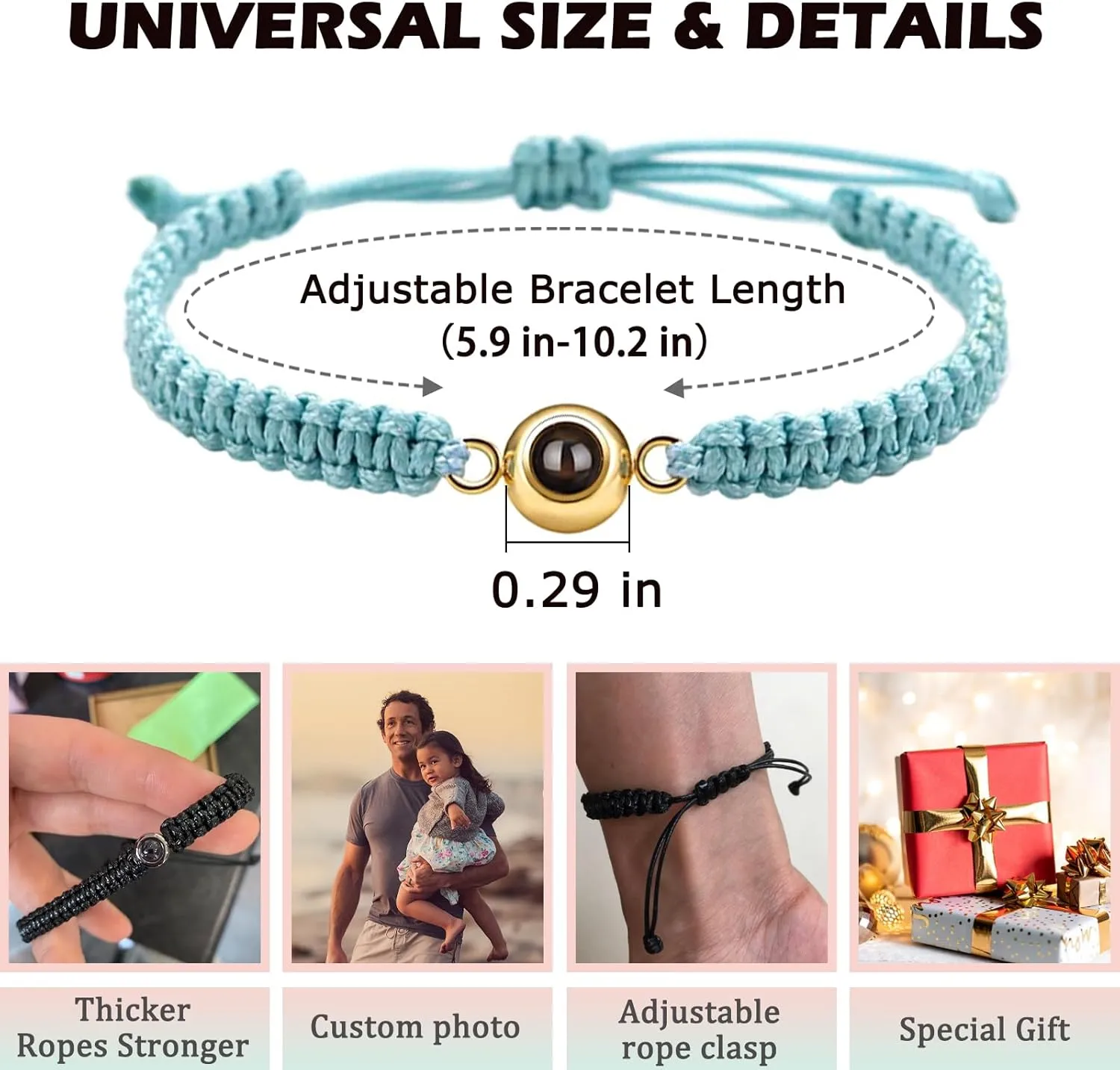 Custom Bracelets with Photos, Projection Bracelet with Picture inside, Picture Bracelet Personalized Photo, Anniversary Memorial Gifts for Women/Men/Couple/Family/Friend/Dog/Cat