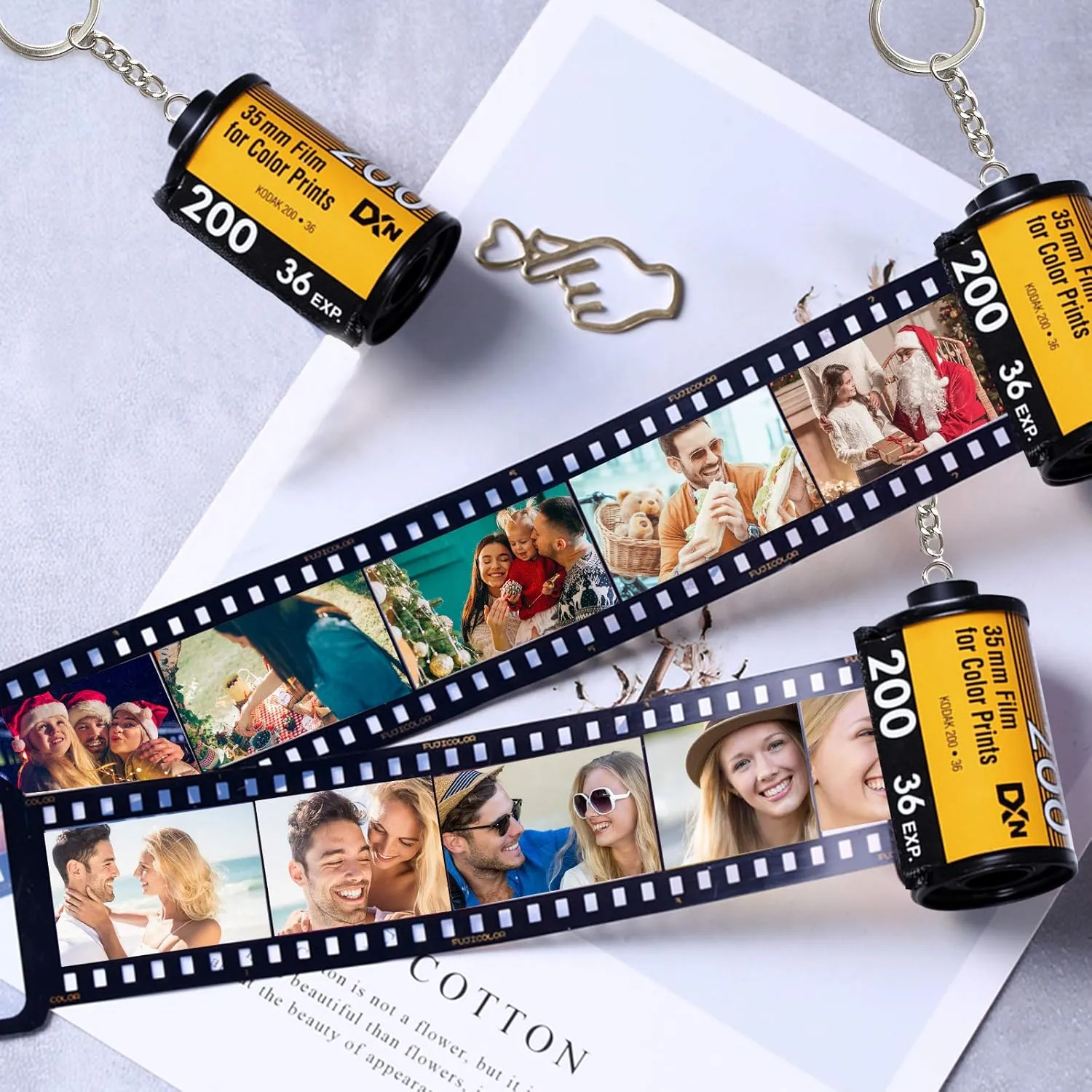 Custom Camera Film Roll Keychain,Camera Photo Roll Keychain with Reel Album
