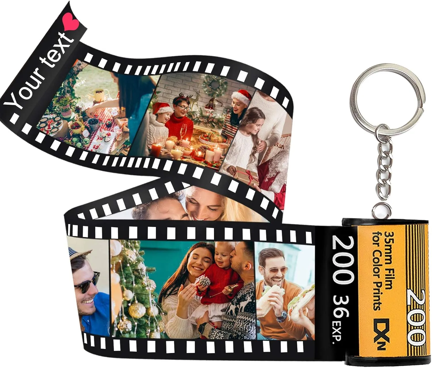 Custom Camera Film Roll Keychain,Camera Photo Roll Keychain with Reel Album