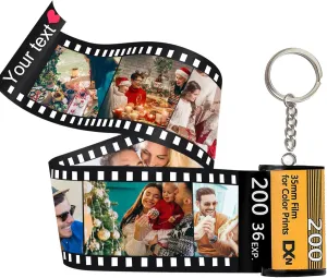 Custom Camera Film Roll Keychain,Camera Photo Roll Keychain with Reel Album