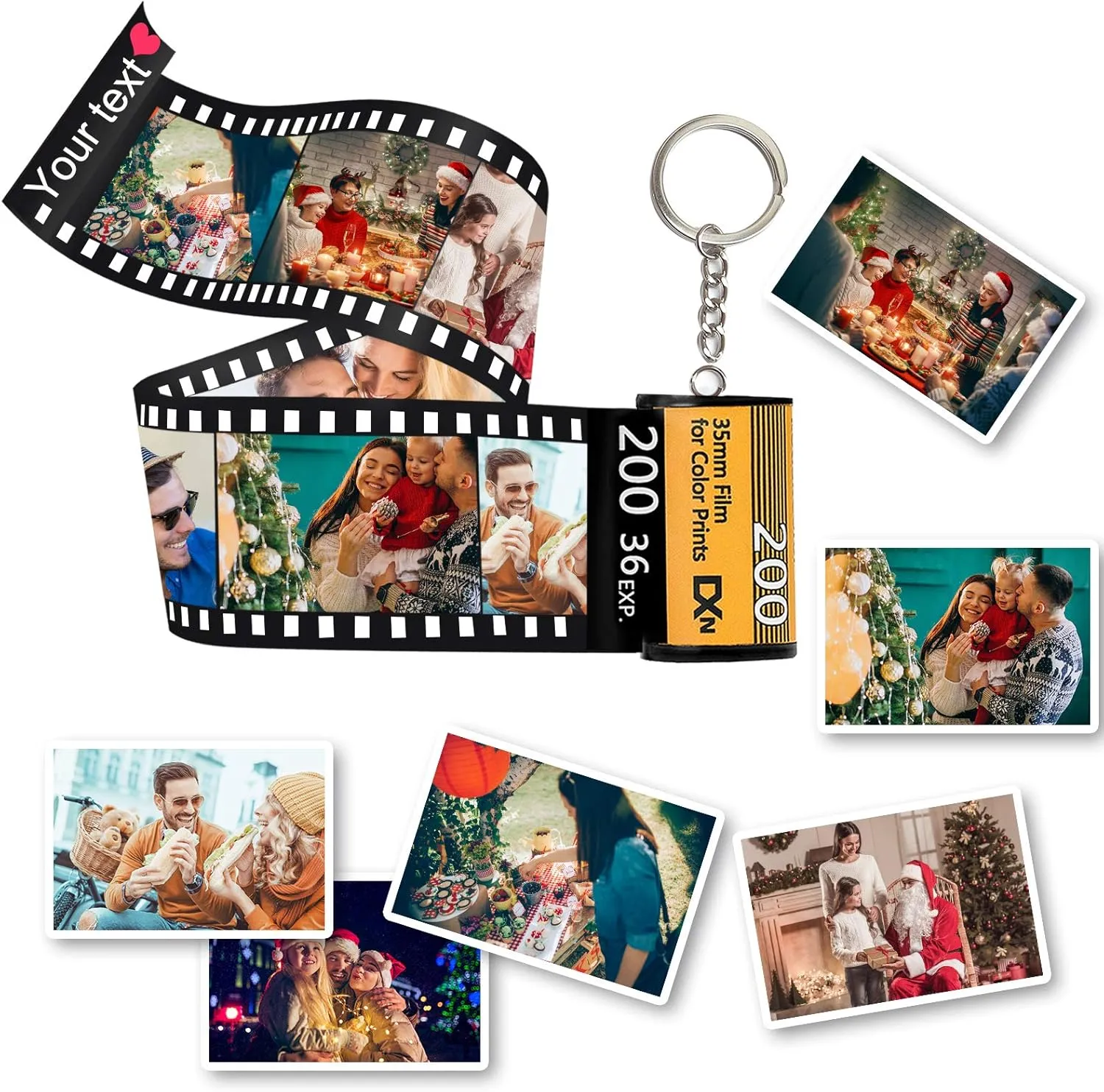 Custom Camera Film Roll Keychain,Camera Photo Roll Keychain with Reel Album