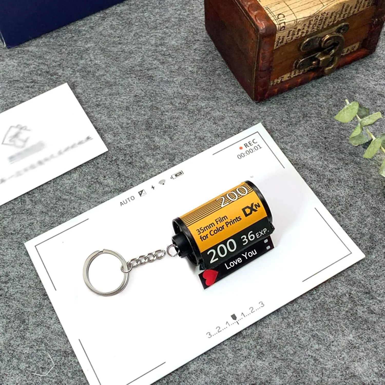 Custom Camera Film Roll Keychain,Camera Photo Roll Keychain with Reel Album