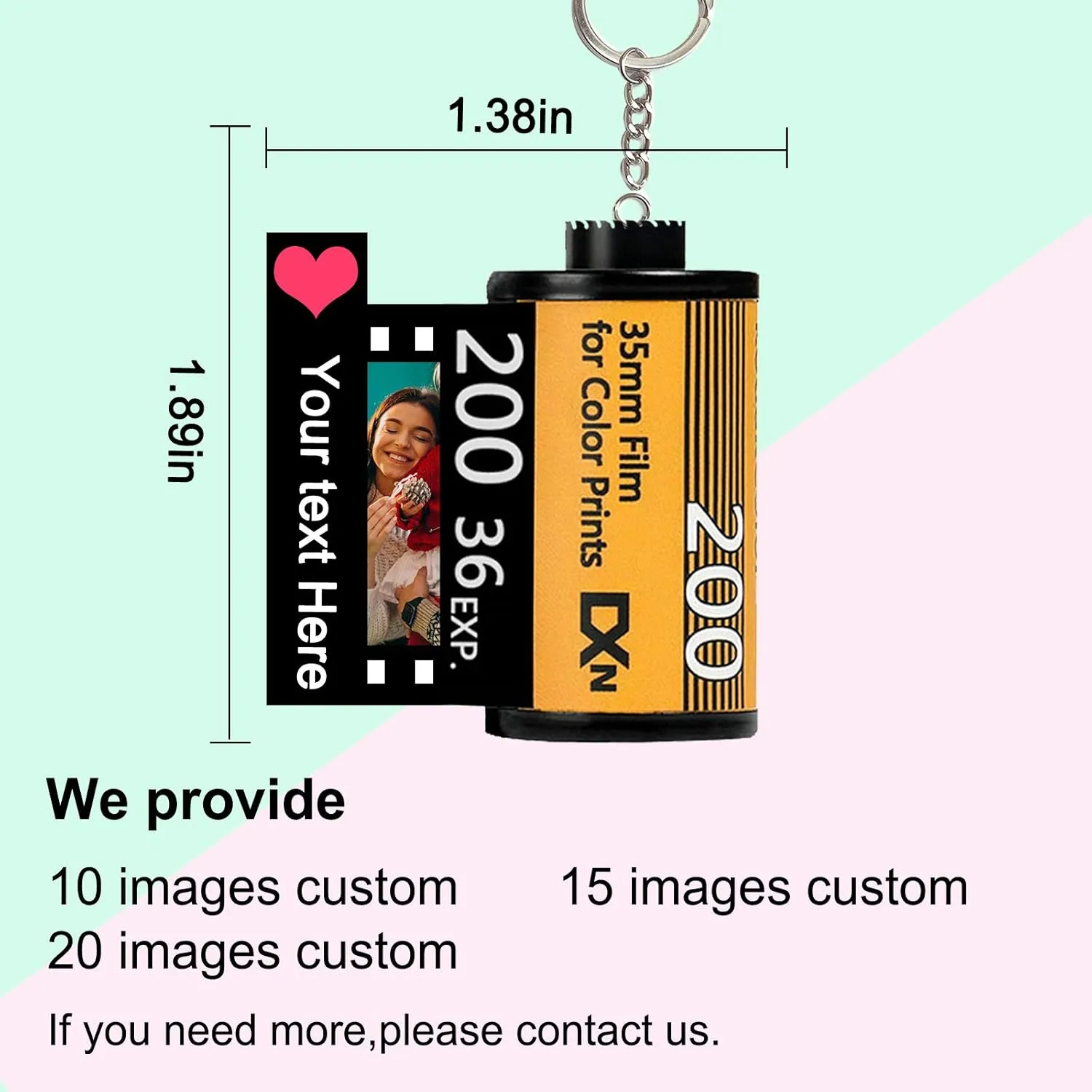 Custom Camera Film Roll Keychain,Camera Photo Roll Keychain with Reel Album