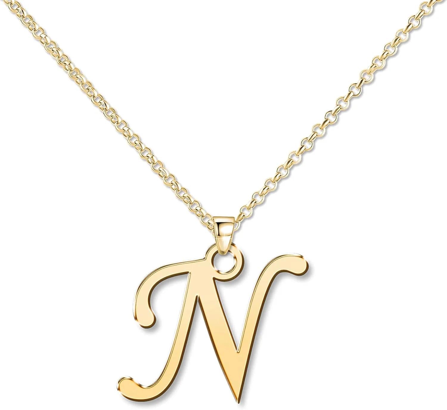 Custom Initial Monogram Letter N Name Necklace Personalized Mom Family Friends BFF Women Gift