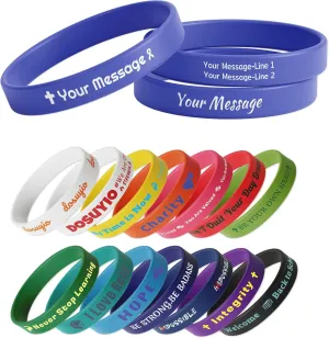Custom Made Personalized Rubber Bracelets  0.5 Adult Size Add Text Icons Wrist Band Bracelet for Events Motivation Inspiration
