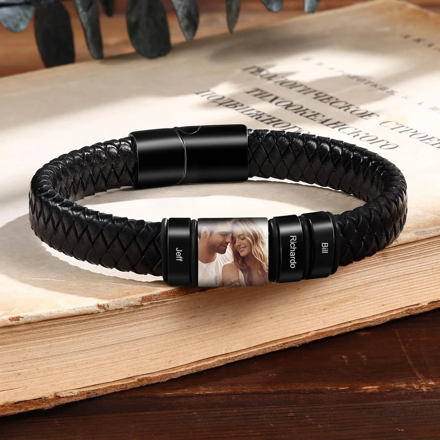 Custom Name Bracelets for Men Picture Bracelet Personalized Photo Bracelet Gifts for Dad Boyfriend Fathers Day