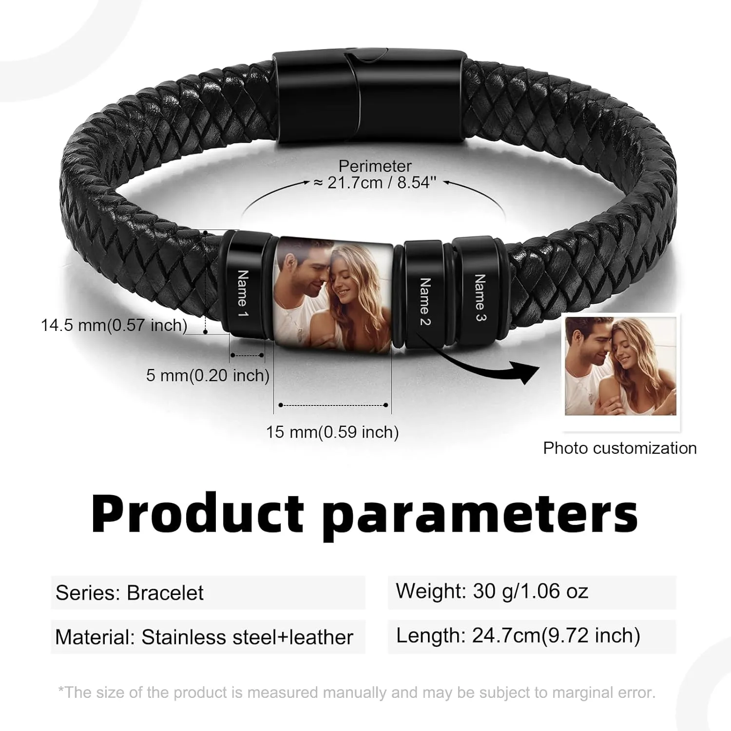 Custom Name Bracelets for Men Picture Bracelet Personalized Photo Bracelet Gifts for Dad Boyfriend Fathers Day