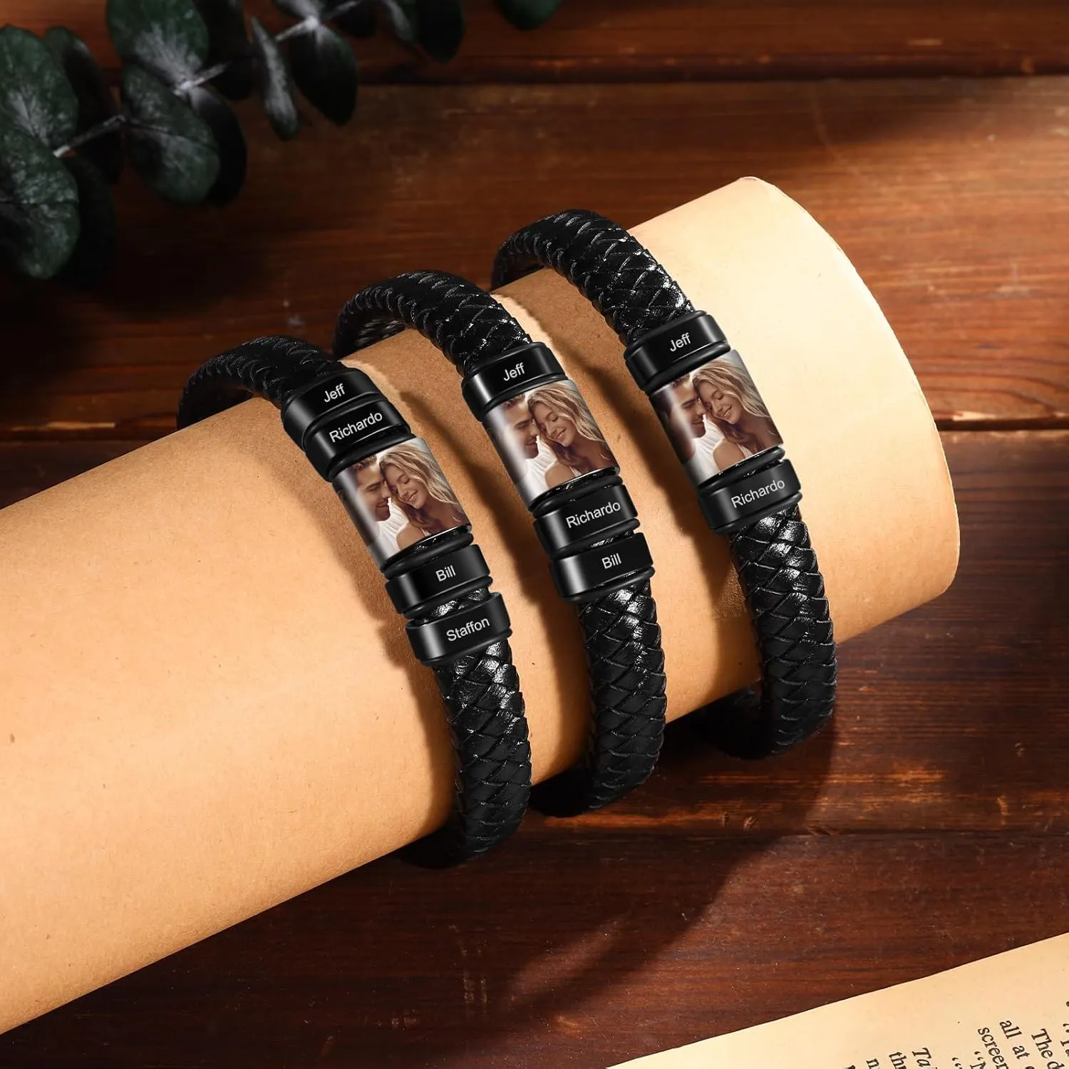 Custom Name Bracelets for Men Picture Bracelet Personalized Photo Bracelet Gifts for Dad Boyfriend Fathers Day