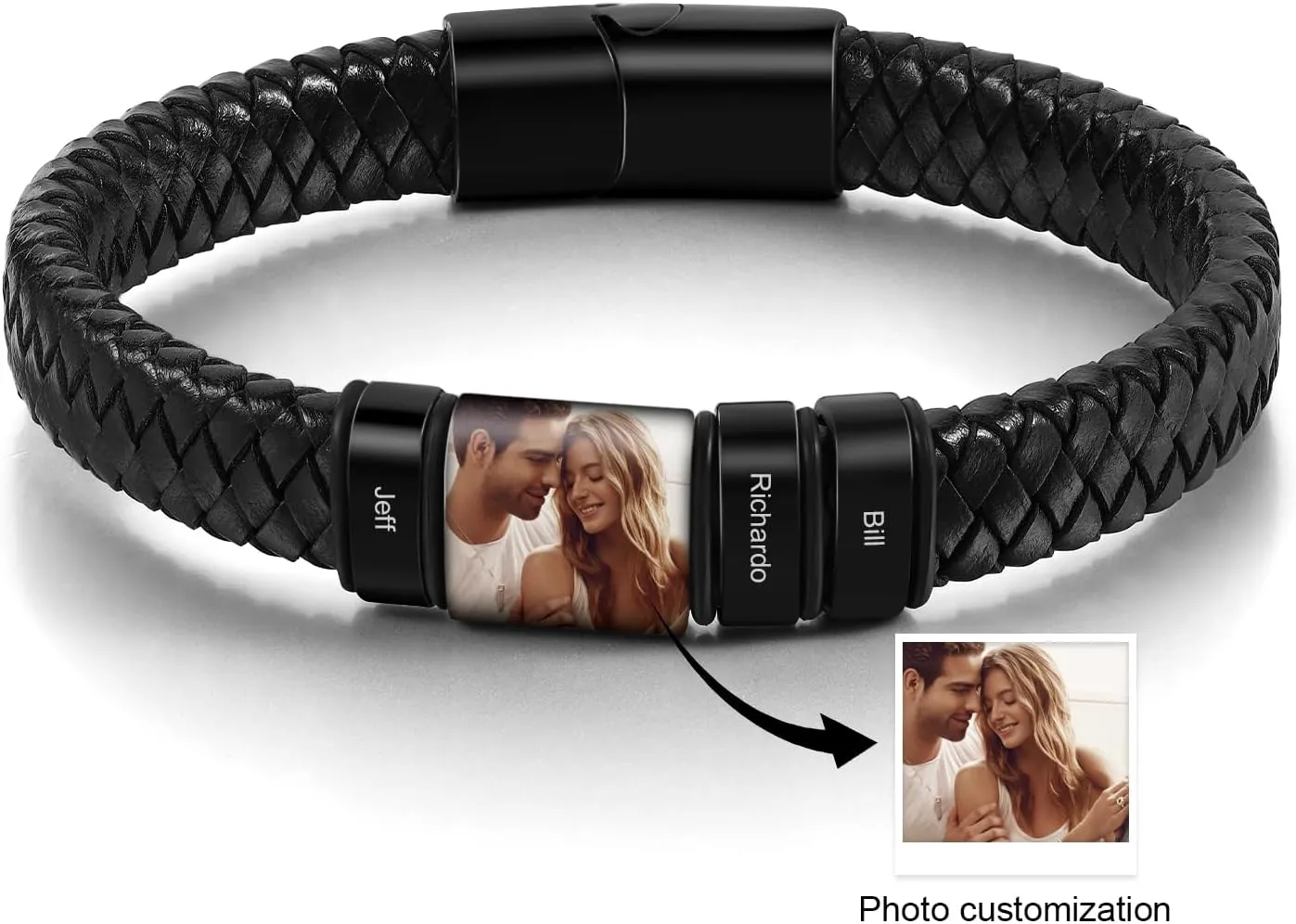 Custom Name Bracelets for Men Picture Bracelet Personalized Photo Bracelet Gifts for Dad Boyfriend Fathers Day