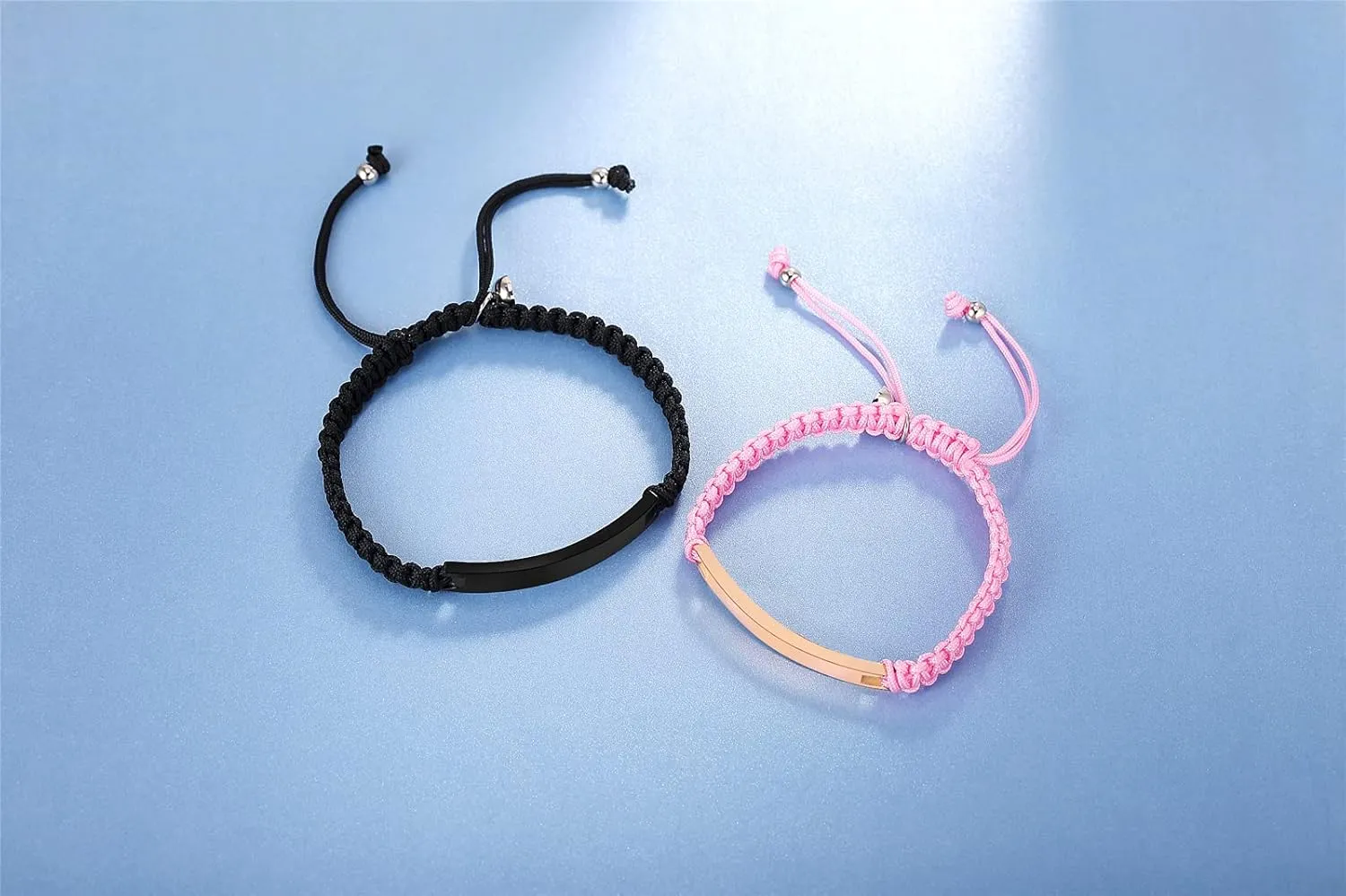 Customize Bangle Cuff Bracelet His Hers Handmade Rope Braided ID Name Matching Couples Bracelets for Lover Personalized Engrave