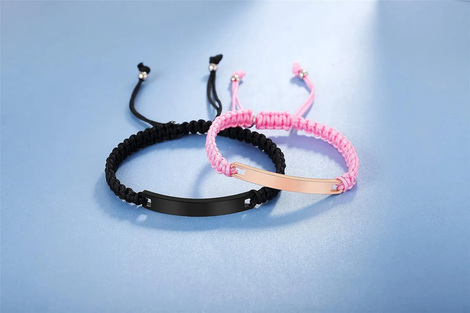 Customize Bangle Cuff Bracelet His Hers Handmade Rope Braided ID Name Matching Couples Bracelets for Lover Personalized Engrave