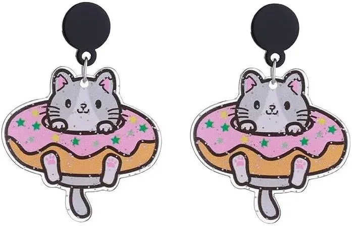 Cute Cat Earrings for Women Bohemian Acrylic Animal Friendship Earrings Birthday Jewelry for Friends