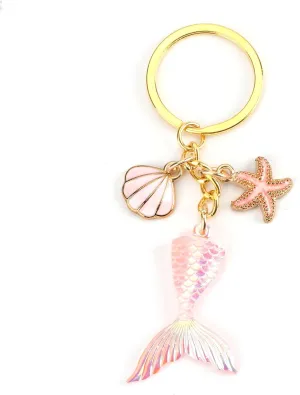Cute Keychains,Starfish Keychain,Cute Keychains for Backpacks,Shells Keychain Accessories,Dreamy Gifts for Girls,Key Rings Women,Marine Style Keychain,Special Friend Gifts for Women,Pink