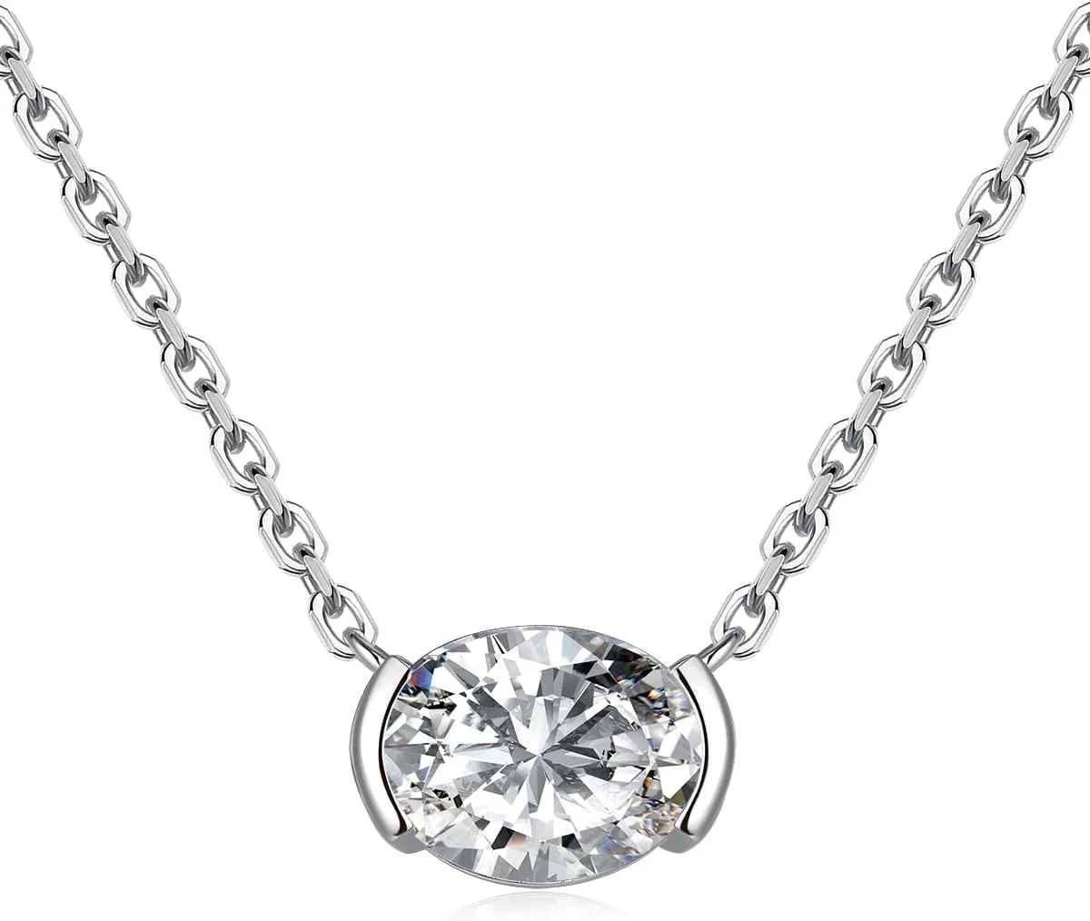 CYW Moissanite/Ruby/Sapphire/Emerald Dainty Pendant Necklace for Women, Novelty Design, Really Authentic Solid 925 Sterling Silver, 16"/18"/20" Adjustable, Birthday Anniversary Valentines Gift