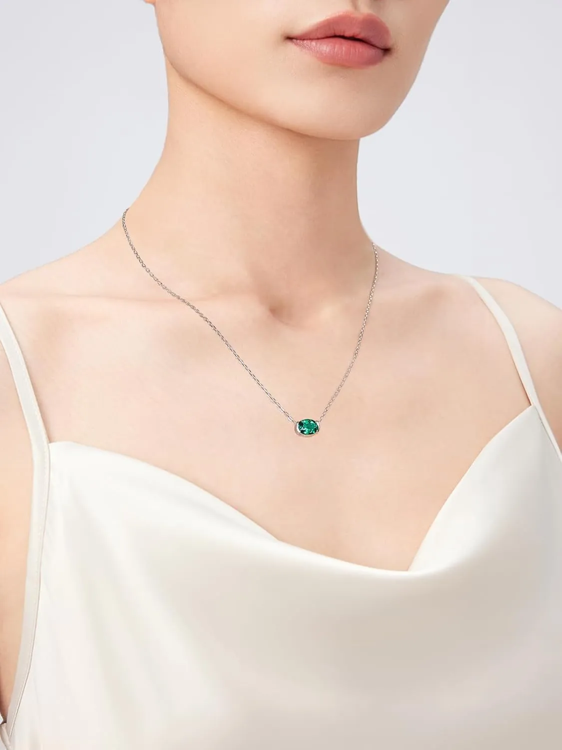 CYW Moissanite/Ruby/Sapphire/Emerald Dainty Pendant Necklace for Women, Novelty Design, Really Authentic Solid 925 Sterling Silver, 16"/18"/20" Adjustable, Birthday Anniversary Valentines Gift