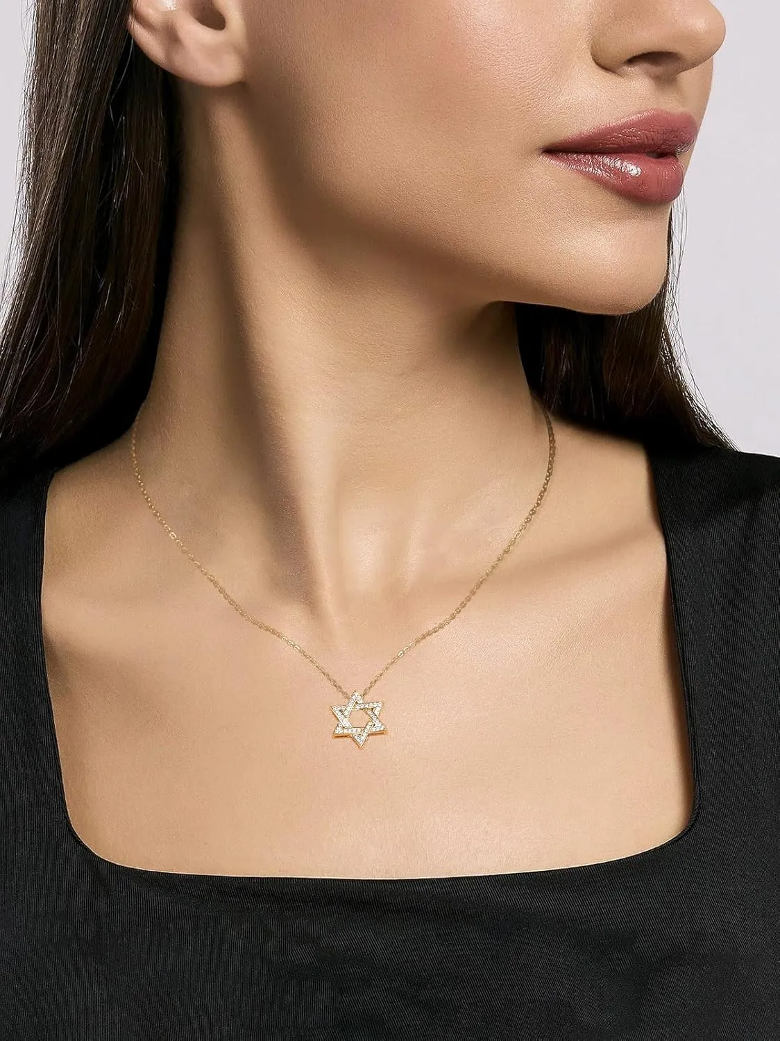 D Color VVS1 Clarity Moissanite Jewish Star of David Pendant Necklace for Women Men, Really Authentic Solid 925 Sterling Silver, 16"/18"/20" Adjustable, Israel Necklace