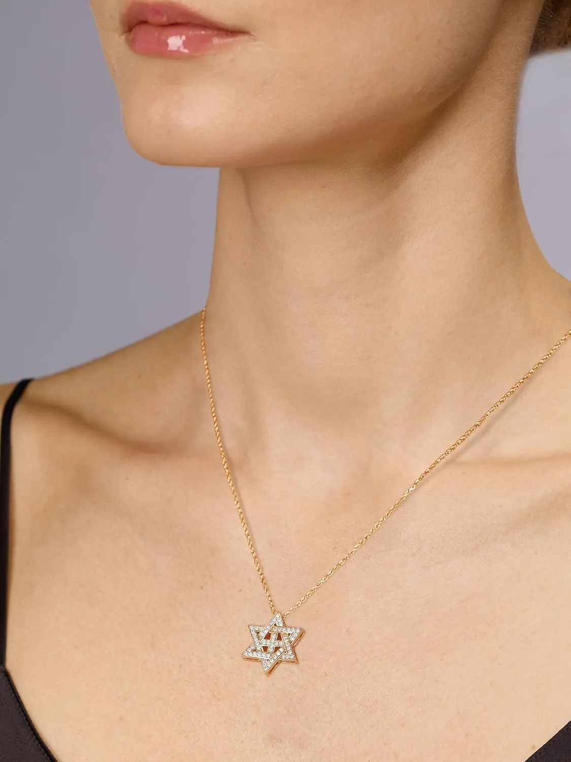 D Color VVS1 Clarity Moissanite Jewish Star of David Pendant Necklace for Women Men, Really Authentic Solid 925 Sterling Silver, 16"/18"/20" Adjustable, Israel Necklace
