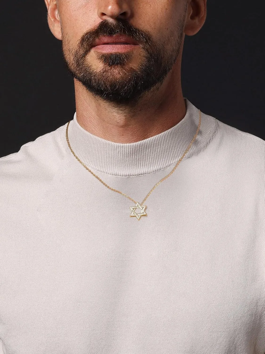 D Color VVS1 Clarity Moissanite Jewish Star of David Pendant Necklace for Women Men, Really Authentic Solid 925 Sterling Silver, 16"/18"/20" Adjustable, Israel Necklace