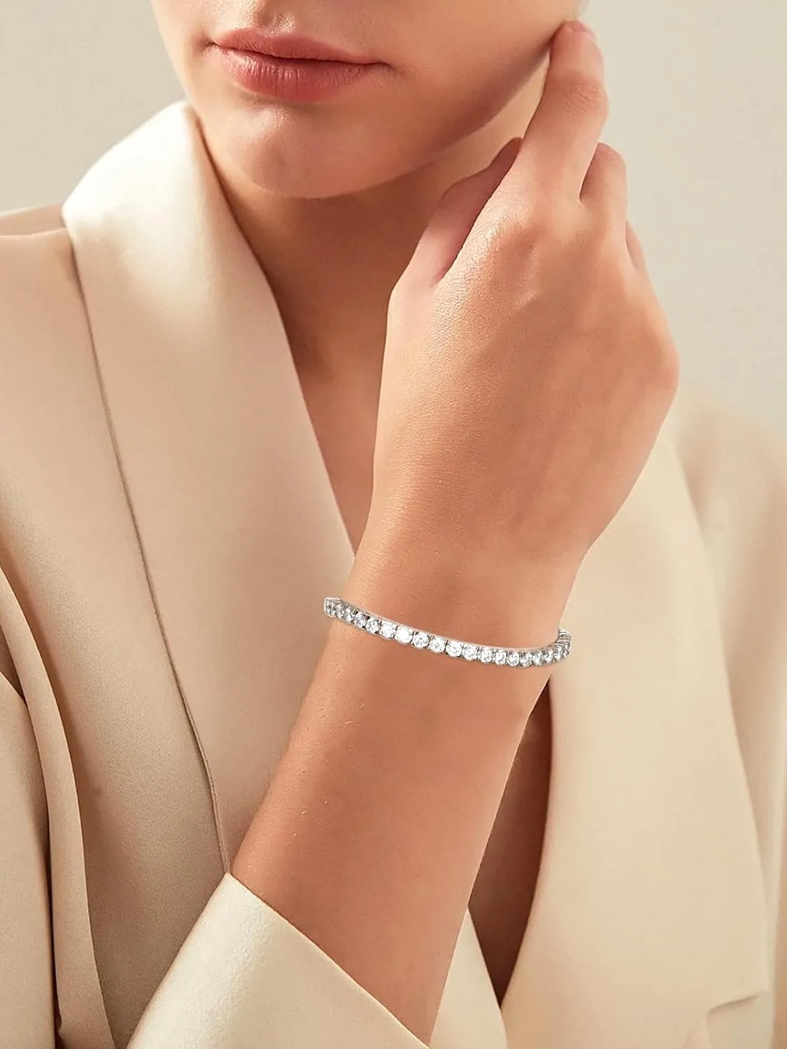D Color VVS1 Clarity Moissanite Tennis Bracelet for Women, Really Authentic Solid 925 Sterling Silver, 5.5-7.5inch (14-19cm), Birthday Anniversary Valentines Mothers Day Ideal Gift for Her