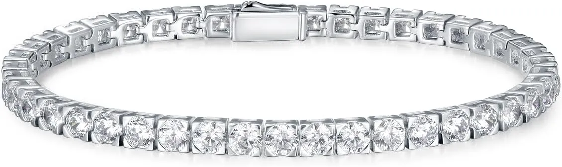 D Color VVS1 Clarity Moissanite Tennis Bracelet for Women, Really Authentic Solid 925 Sterling Silver, 5.5-7.5inch (14-19cm), Birthday Anniversary Valentines Mothers Day Ideal Gift for Her