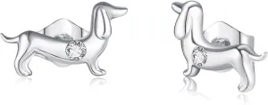 Dachshund Earrings Platinum PT950 Weiner Dog Stud Earrings Platinum Dachshund Jewelry Gifts for Women