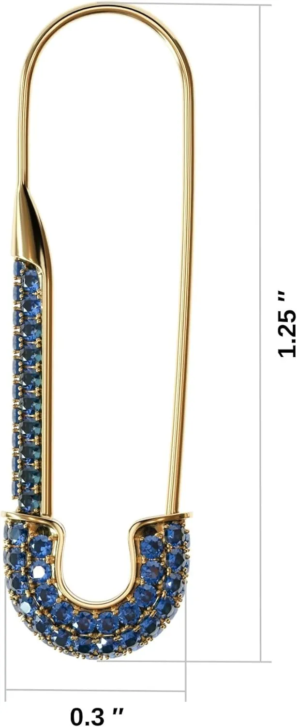 Dainty Cubic Zirconia Safety Pin Huggie Hoop Earrings - Hypoallergenic Golden tone Stud Post with Pave Crystal - Fashion Hoops Jewelry for Women and Girls