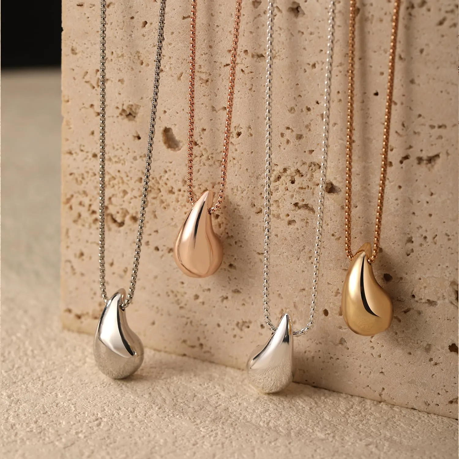 Dainty Gold Necklace for Women, 14K Gold Plated Pear Pendent Necklace Teardrop Pendent Necklace Gold Jewelry for Women
