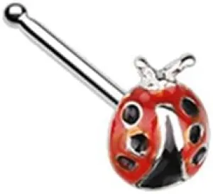 Dainty Ladybug Nose Stud Ring