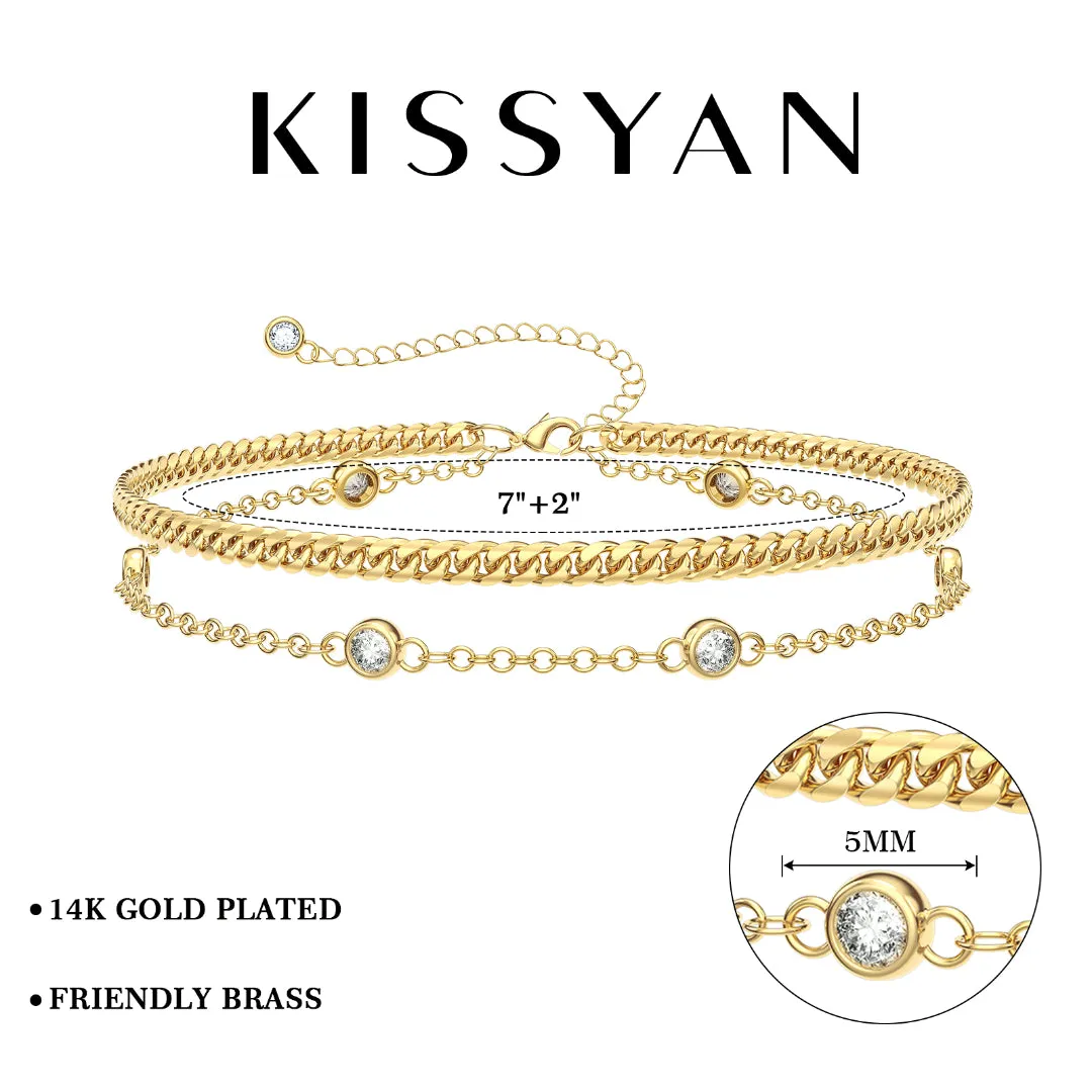 Dainty Layered Paperclip Tiny Pearl Cuban Link Chain Bracelets Set