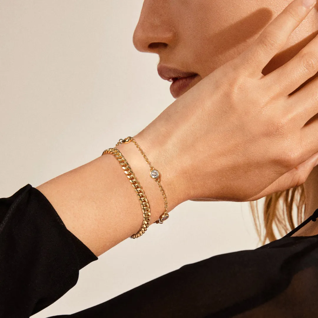 Dainty Layered Paperclip Tiny Pearl Cuban Link Chain Bracelets Set