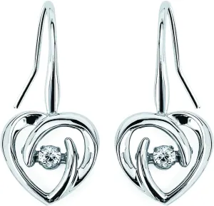 Dancing Diamond Dainty Heart .925 Sterling Silver Earrings (1/10 cttw., H-I Color, I1-I2 Clarity)