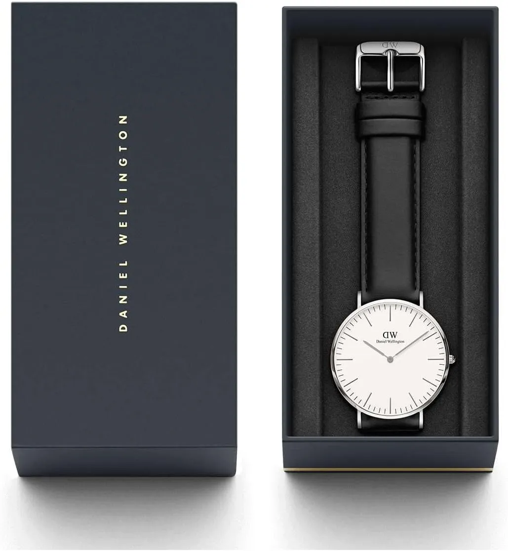 Daniel Wellington Classic Mens Watch - 36mm - 40mm Case, Japanese Quartz Movement, Leather Strap, Water Resistant, Analog Watch for Men - Sheffield