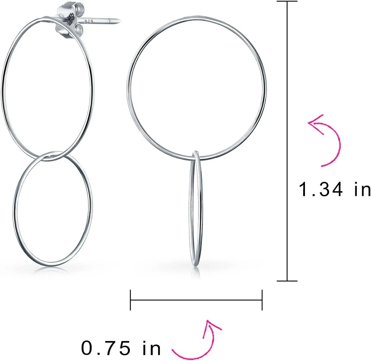 Delicate Minimalist Geometric Thin Round Open Circle Modern Threader Hoop Earrings For Women Teen .925 Sterling Silver
