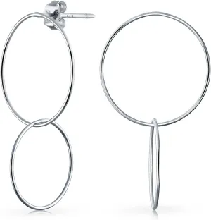 Delicate Minimalist Geometric Thin Round Open Circle Modern Threader Hoop Earrings For Women Teen .925 Sterling Silver