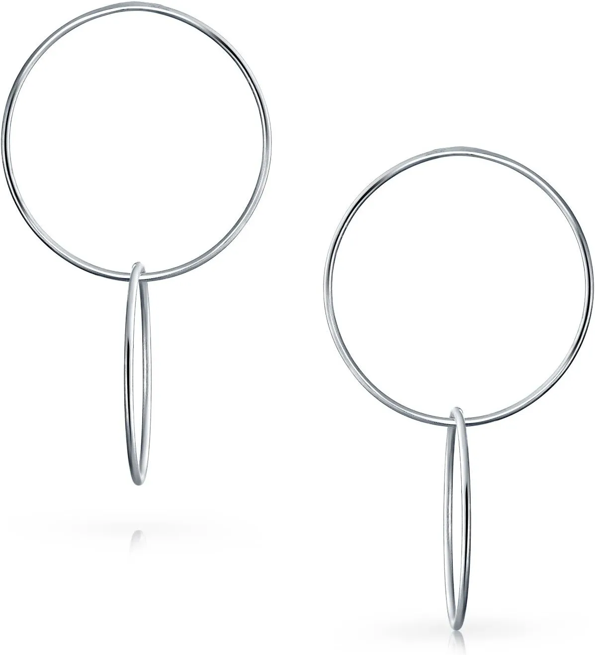 Delicate Minimalist Geometric Thin Round Open Circle Modern Threader Hoop Earrings For Women Teen .925 Sterling Silver