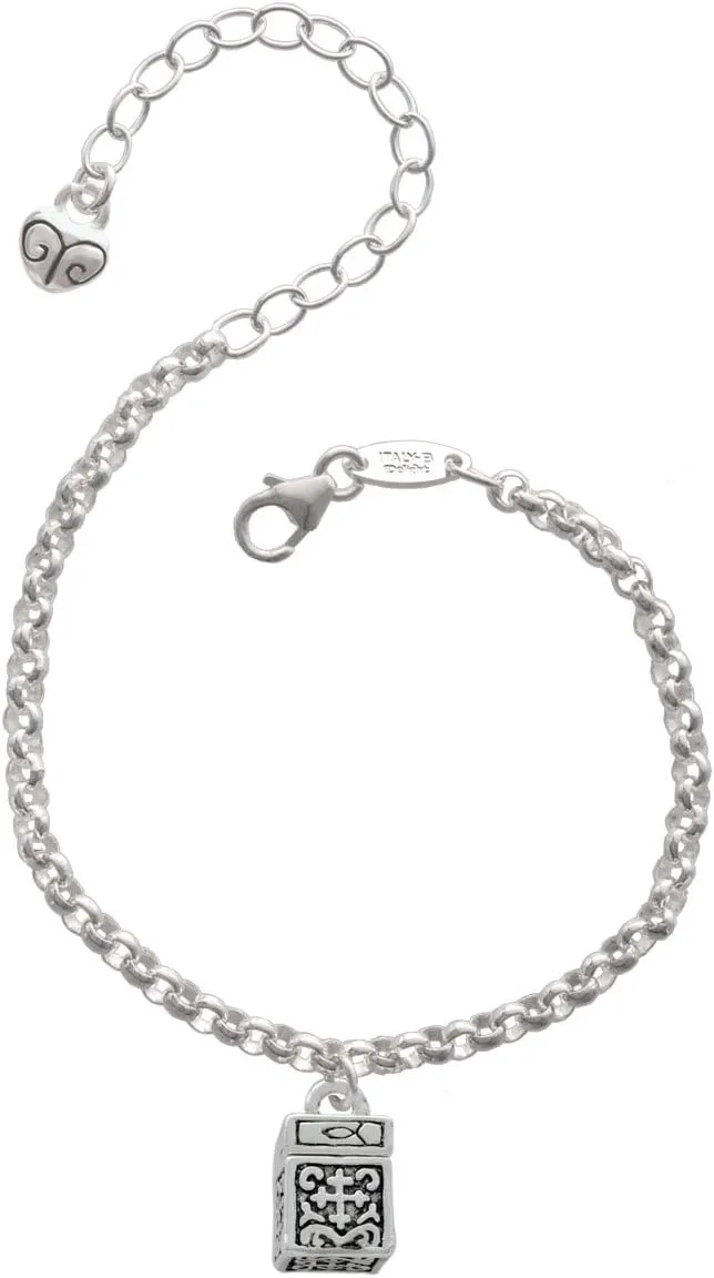 Delight Jewelry Silvertone Prayer Box - Charm Bracelet, 8"
