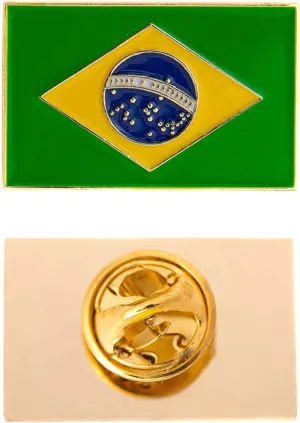Desert Cactus Brazil Flag Lapel Pin Country Enamel Made of Metal Souvenir Hat Men Women Patriotic Brazilian (Rectangle Pin)