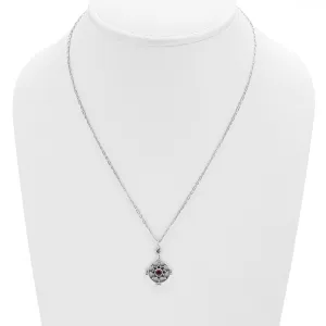 Dharmachakra Sterling Silver Garnet Love Necklace