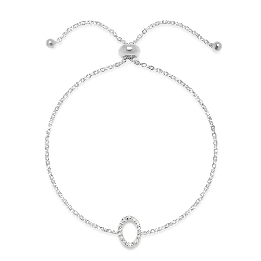 Diamond Initial Bracelet Silver