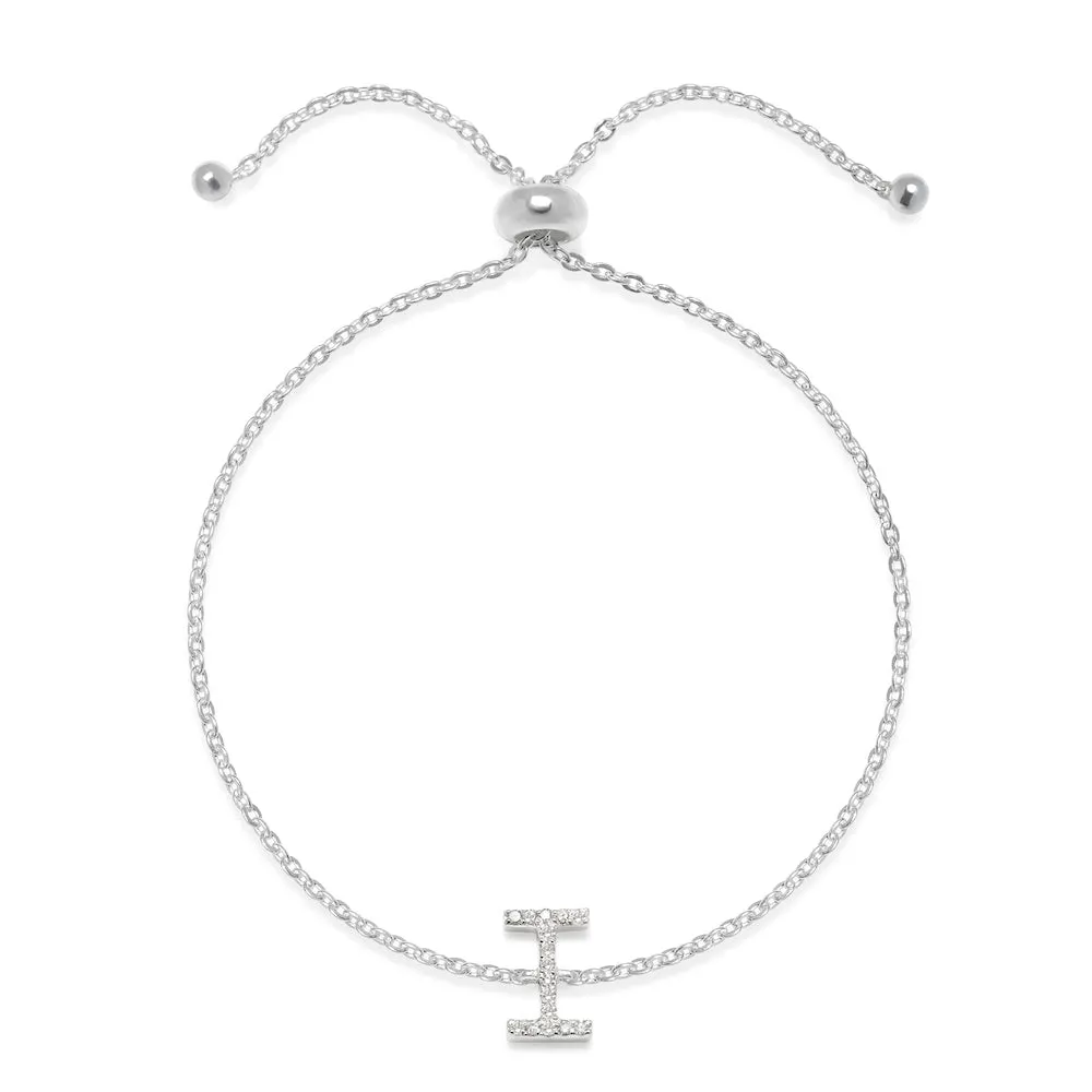 Diamond Initial Bracelet Silver
