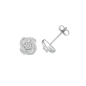 Diamond Jewellery 18ct White Gold Diamond Swirl Earring Studs EDQ313W